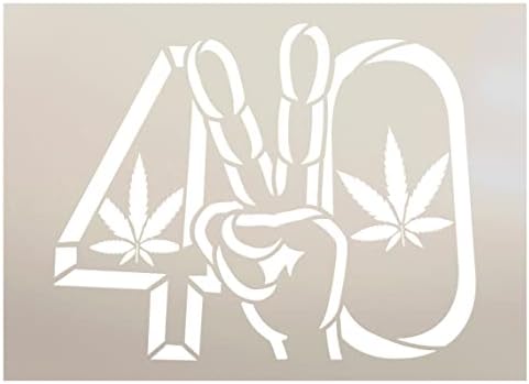 420 שלט יד לשלום עם סטנסיל עלים של מריחואנה מאת Studior12 | אהבת שלום של שלום מרי ג'יין | קיר אמנות Diy Die Decor ציור ומלאכה | בחר מידה